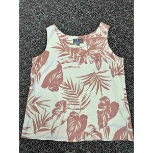 Hilo Hattie Hawaiian Tank Top Tropical Floral‎ Sleeveless Blouse Size L